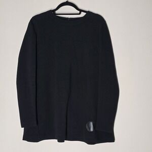 Akris Punto Black Knit Top Womens 8 Back Zip Long Sleeve Crew Neck Luxe